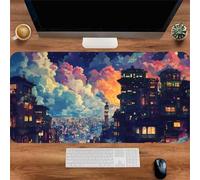 Gaming Mouse Mat Cloud City, Large Mouse Pad 900x400mm Thickness 3MM, Improved Precision and Speed, Non-Slip Base Mousepad with Stitched Edges for Gaming, Office & Home