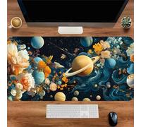 Gaming Mouse Mat Cosmic Peony, Large Mouse Pad 600x300mm Thickness 2MM, Improved Precision and Speed, Non-Slip Base Mousepad with Stitched Edges for Gaming, Office & Home