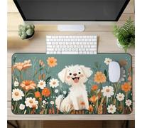 Gaming Mouse Mat Cute Dog, Large Mouse Pad 800x300mm Thickness 3MM, Improved Precision and Speed, Non-Slip Base Mousepad with Stitched Edges for Gaming, Office & Home