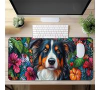 Gaming Mouse Mat Dog Flower, Large Mouse Pad 1200x600mm Thickness 3MM, Improved Precision and Speed, Non-Slip Base Mousepad with Stitched Edges for Gaming, Office & Home