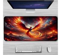 Gaming Mouse Mat Fantasy Phoenix, Large Mouse Pad 800x400mm Thickness 2MM, Improved Precision and Speed, Non-Slip Base Mousepad with Stitched Edges for Gaming, Office & Home