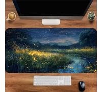 Gaming Mouse Mat Fireflies Night, Large Mouse Pad 700x300mm Thickness 3MM, Improved Precision and Speed, Non-Slip Base Mousepad with Stitched Edges for Gaming, Office & Home