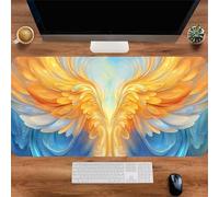 Gaming Mouse Mat Golden Wings, Large Mouse Pad 700x400mm Thickness 2MM, Improved Precision and Speed, Non-Slip Base Mousepad with Stitched Edges for Gaming, Office & Home