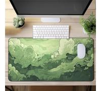 Gaming Mouse Mat Green Cloud, Large Mouse Pad 700x300mm Thickness 2MM, Improved Precision and Speed, Non-Slip Base Mousepad with Stitched Edges for Gaming, Office & Home
