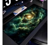 Gaming Mouse Mat Green Cloud Sun, Large Mouse Pad 800x400mm Thickness 2MM, Improved Precision and Speed, Non-Slip Base Mousepad with Stitched Edges for Gaming, Office & Home