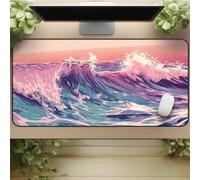 Gaming Mouse Mat Huge Waves, Large Mouse Pad 700x400mm Thickness 3MM, Improved Precision and Speed, Non-Slip Base Mousepad with Stitched Edges for Gaming, Office & Home