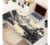 Gaming Mouse Mat Ink Wash Painting, Large Mouse Pad 800x300mm Thickness 3MM, Improved Precision and Speed, Non-Slip Base Mousepad with Stitched Edges for Gaming, Office & Home