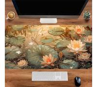 Gaming Mouse Mat Lotus Pond, Large Mouse Pad 1000x500mm Thickness 2MM, Improved Precision and Speed, Non-Slip Base Mousepad with Stitched Edges for Gaming, Office & Home