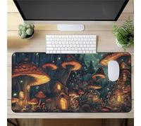 Gaming Mouse Mat Mushroom House, Large Mouse Pad 1000x500mm Thickness 2MM, Improved Precision and Speed, Non-Slip Base Mousepad with Stitched Edges for Gaming, Office & Home
