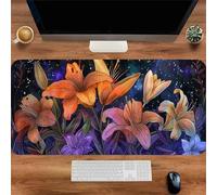 Gaming Mouse Mat Night Lily, Large Mouse Pad 800x300mm Thickness 3MM, Improved Precision and Speed, Non-Slip Base Mousepad with Stitched Edges for Gaming, Office & Home