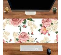 Gaming Mouse Mat Peony Flower, Large Mouse Pad 800x400mm Thickness 2MM, Improved Precision and Speed, Non-Slip Base Mousepad with Stitched Edges for Gaming, Office & Home