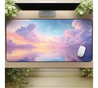Gaming Mouse Mat Pink Cloud Lake, Large Mouse Pad 900x400mm Thickness 2MM, Improved Precision and Speed, Non-Slip Base Mousepad with Stitched Edges for Gaming, Office & Home