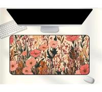 Gaming Mouse Mat Pink Floral Print, Large Mouse Pad 1200x600mm Thickness 3MM, Improved Precision and Speed, Non-Slip Base Mousepad with Stitched Edges for Gaming, Office & Home