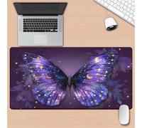 Gaming Mouse Mat Purple Butterfly, Large Mouse Pad 1500x800mm Thickness 2MM, Improved Precision and Speed, Non-Slip Base Mousepad with Stitched Edges for Gaming, Office & Home