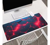 Gaming Mouse Mat Red Line Geometry, Large Mouse Pad 1200x600mm Thickness 2MM, Improved Precision and Speed, Non-Slip Base Mousepad with Stitched Edges for Gaming, Office & Home