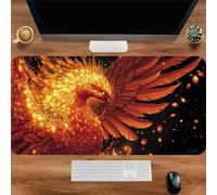Gaming Mouse Mat Red Phoenix, Large Mouse Pad 900x400mm Thickness 2MM, Improved Precision and Speed, Non-Slip Base Mousepad with Stitched Edges for Gaming, Office & Home