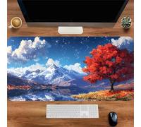 Gaming Mouse Mat Red Tree Lake, Large Mouse Pad 1200x600mm Thickness 2MM, Improved Precision and Speed, Non-Slip Base Mousepad with Stitched Edges for Gaming, Office & Home