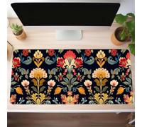 Gaming Mouse Mat Retro Floral, Large Mouse Pad 1200x600mm Thickness 3MM, Improved Precision and Speed, Non-Slip Base Mousepad with Stitched Edges for Gaming, Office & Home