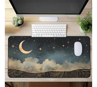 Gaming Mouse Mat Retro Moonlit Night, Large Mouse Pad 700x400mm Thickness 3MM, Improved Precision and Speed, Non-Slip Base Mousepad with Stitched Edges for Gaming, Office & Home