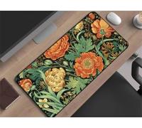 Gaming Mouse Mat Retro Peony, Large Mouse Pad 800x400mm Thickness 2MM, Improved Precision and Speed, Non-Slip Base Mousepad with Stitched Edges for Gaming, Office & Home