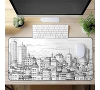 Gaming Mouse Mat Sketch City, Large Mouse Pad 900x400mm Thickness 2MM, Improved Precision and Speed, Non-Slip Base Mousepad with Stitched Edges for Gaming, Office & Home