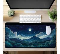 Gaming Mouse Mat Starry Night Hill, Large Mouse Pad 1000x500mm Thickness 2MM, Improved Precision and Speed, Non-Slip Base Mousepad with Stitched Edges for Gaming, Office & Home