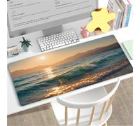 Gaming Mouse Mat Sun Sea, Large Mouse Pad 1000x500mm Thickness 2MM, Improved Precision and Speed, Non-Slip Base Mousepad with Stitched Edges for Gaming, Office & Home