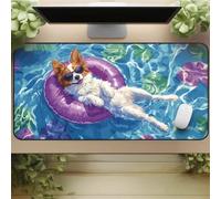 Gaming Mouse Mat Vacation Dog, Large Mouse Pad 900x300mm Thickness 2MM, Improved Precision and Speed, Non-Slip Base Mousepad with Stitched Edges for Gaming, Office & Home