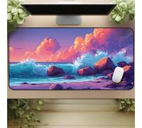 Gaming Mouse Mat Waves Reefs, Large Mouse Pad 900x400mm Thickness 2MM, Improved Precision and Speed, Non-Slip Base Mousepad with Stitched Edges for Gaming, Office & Home