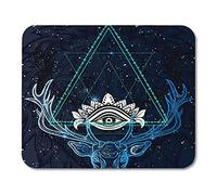 Gaming Mouse Pad Acuarela Inconformista Místico Geometría sagrada Boho Elegante Hecho a mano Colorido Decoración de punto Oficina Accesorios de computadora Respaldo de goma antideslizante Tapete para