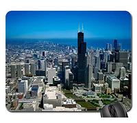 Gaming Mouse Pad, Ciudad Illinois Arquitectura Edificio Centro Alfombrilla De Ratón para Juegos Antideslizante Alfombrilla De Ratón Professional Alfombrilla Gaming para Ordenador Laptop 25X30Cm