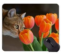 Gaming Mouse Pad Custom, Cat Tulip Home Office Accesorios para computadora Alfombrillas