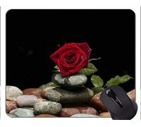 Gaming Mouse Pad Custom, Flor de Piedra Rosa - Bordes cosidos