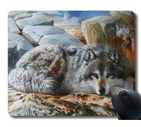 Gaming Mouse Pad Custom, Lobo Animal de Descanso Que Pinta el cojín de ratón Antideslizante del Juego