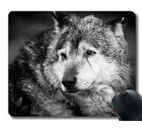 Gaming Mouse Pad Custom, Predator Lobo, Blanco y Negro, Accesorios de computadora de Oficina en casa Alfombrillas