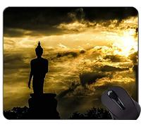 Gaming Mouse Pad Custom, Silhouette Buddha Statue - Base de goma antideslizante, alfombrilla de ratón