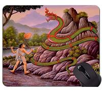 Gaming Mouse Pad Custom, Snake Statue Buddha Zen Base de Goma Antideslizante Mousepad