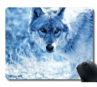 Gaming Mouse Pad Custom, Wildlife Predator Lobo de Invierno para computadora Antideslizante Alfombrilla de ratón de Goma
