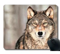 Gaming Mouse Pad Custom, Wildlife Predator Winter Wolf Animal para computadora Antideslizante Alfombrilla de ratón de Goma