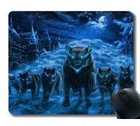 Gaming Mouse Pad Custom, Winter City Night Fantasy Moon Wolf Inicio Oficina Accesorios de Ordenador Alfombrillas
