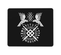 Gaming Mouse Pad, Pájaros Gemelos De Odín Símbolo Pagano Nórdico Mouse Mat Bordes Cosidos Alfombrilla Raton Antideslizante Alfombrilla De Escritorio para Ordenador Oficina 25X30Cm