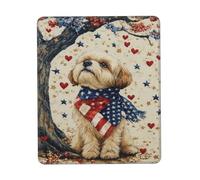 Gaming Mouse Pad, Perro Shih Tzu Cachorro del Día De La Independencia del 4 De Julio Mousepad Multifuncional Tapete De Juego Bordes Cosidos Alfombrilla De Ratón para Ratón Gamers 25X30Cm