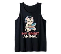 Gaming My Spirit Animal Kawaii Cat Ramen, Divertido Gato Gamer Camiseta sin Mangas
