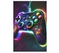 Gaming Neon Gamepad rompecabezas de madera 1000 piezas para adultos y niños, rompecabezas imposible, juego de paciencia colorido a partir de 12 años (78×53cm)