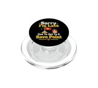 Gaming Nerd Sorry I'm Late Save Point Videojuego Humor PopSockets PopGrip para MagSafe