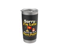 Gaming Nerd Sorry I'm Late Save Point Videojuego Humor Vaso térmico de acero inoxidable de doble pared