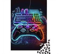 Gaming Setup Rompecabezas Neon Gear 1000 Piezas Papel Reciclado para Adultos Rompecabezas Divertido Y Desafiante Juego Familiar Excelente Idea De Regalo 52x38cm/1000pcs