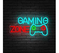 GAMING ZONE Letrero Neón Personalizado Gamepad LED Brillante Letrero de Bar Retro USB Lámpara Neón Regulable Para Sala Juegos Casa Fondo Habitación Decoración Hombre