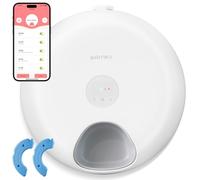 GAMKII Dispensador automático de comida para gatos con WiFi para comida húmeda, 6 comidas, dispensador de comida para gatos con 2 paquetes de hielo, temporizador programable, dispensador de comida