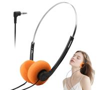 Gammaeon Auriculares retro con diseño de los 80, ligeros, con cable para smartphones, incluye almohadillas de espuma viscoelástica y conector jack de 3,5 mm